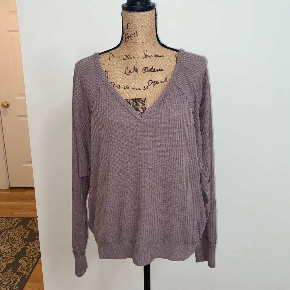 Free People We The Free Purple Santa Clara Thermal Top Sz M